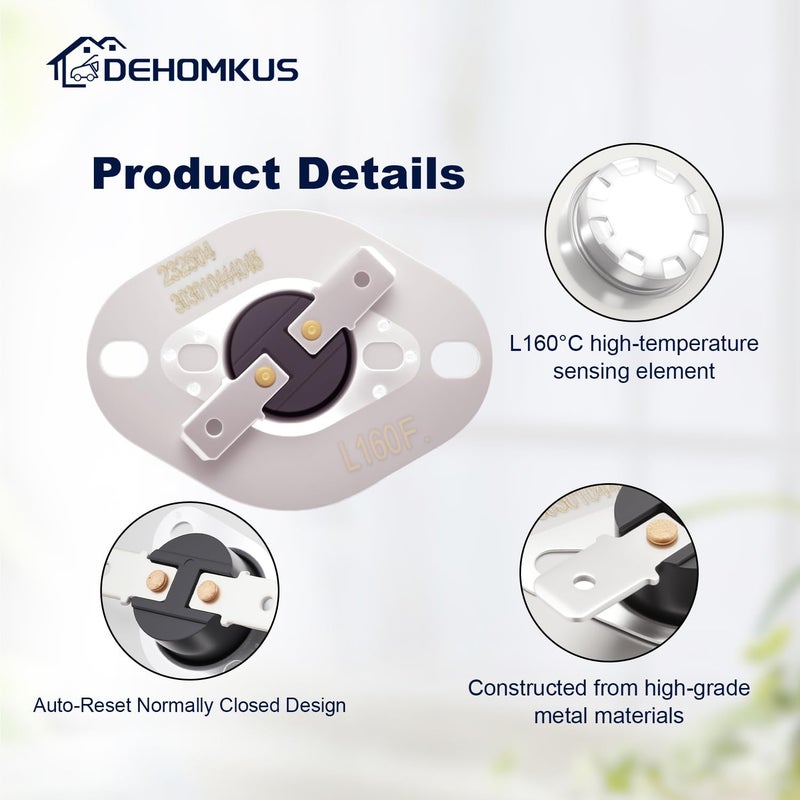 DEHOMKUS 232504 Limit Switch L160 Degree for Suburban RV Furnaces SF-25/30/35, SF-25F/30F/35F, SF-25Q/30Q/35Q Replace 233532 525006 Temperature Limit Switch - Image 2